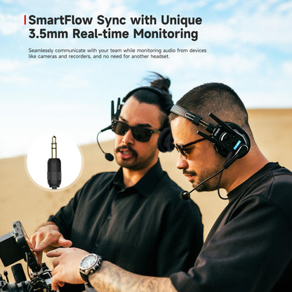 SYNCO Xtalk Xmax1 Wireless Intercom Headset System Dual-Ear, Team Communication Headset 2.4GHz 1640 feet 500 Meters Long Distance Noise Reduction for Live Show Stage Performance Movie Shoot