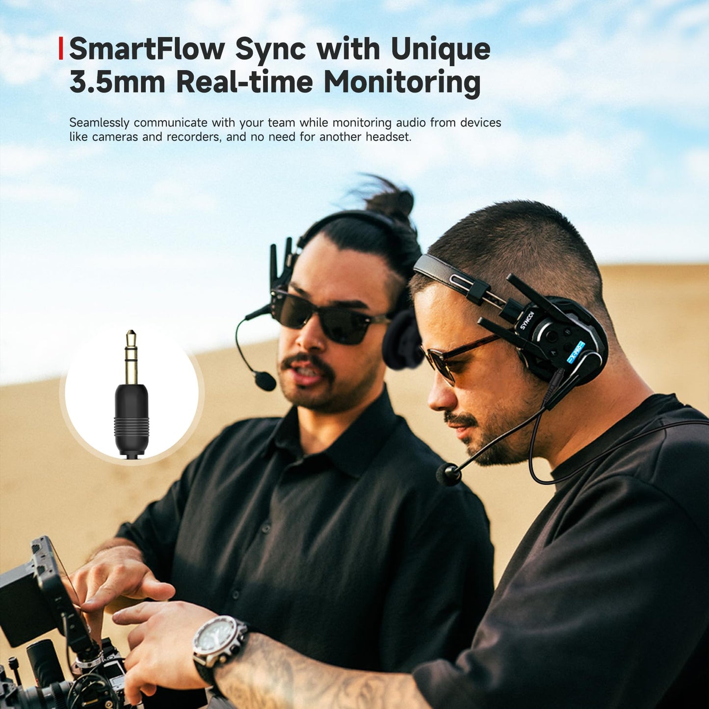 SYNCO XTalk XMax5 Wireless Intercom Headset System with Dual-Ear Design Telephone Headsets System Random Master Device,2.4GHz Full Duplex 500 m/1640 ft for 5-Person Team Communication