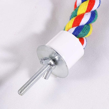 UKCOCO Bird Rope Perch - Comfy Perches for Bird Cages Natural Parrot Cotton Rope, Bungee Perch Pet Chewing Toy for Parrots Playing, Chewing or Preening (60cm/23 Inch)