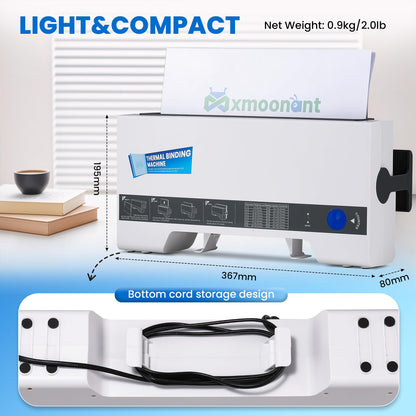 Mxmoonant Thermal Binding Machine, Max.320 Sheets for A4 A5, Compact with Cooling Position, Plus 5 Binding Covers(Letter Size), Ideal for Offices, Schools, and Home Projects