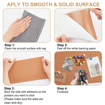 BENECREAT 98x6 Inch Self-Adhesive Cork Roll 1/8inch Thick Backed Cork Boards Mat Strong Self-Adhesive Corkboard for Wall Furnitures Party Decoration, DIY Crafts