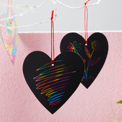 JOYIN 36 Packs Valentines Day Gifts Cards for Kids Magic Color Scratch Heart Rainbow Scratch Paper Heart Valentine Crafts and Art for Kids Classroom Exchange Create Rainbow Art Without Ink
