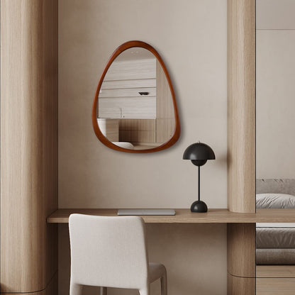 COOL2DAY 28"x 22" Irregular Wood Wall Frame Mirror, Asymmetrical Abstract Decorative Mirror for Living Room, Bedroom, Entryway, Bathroom