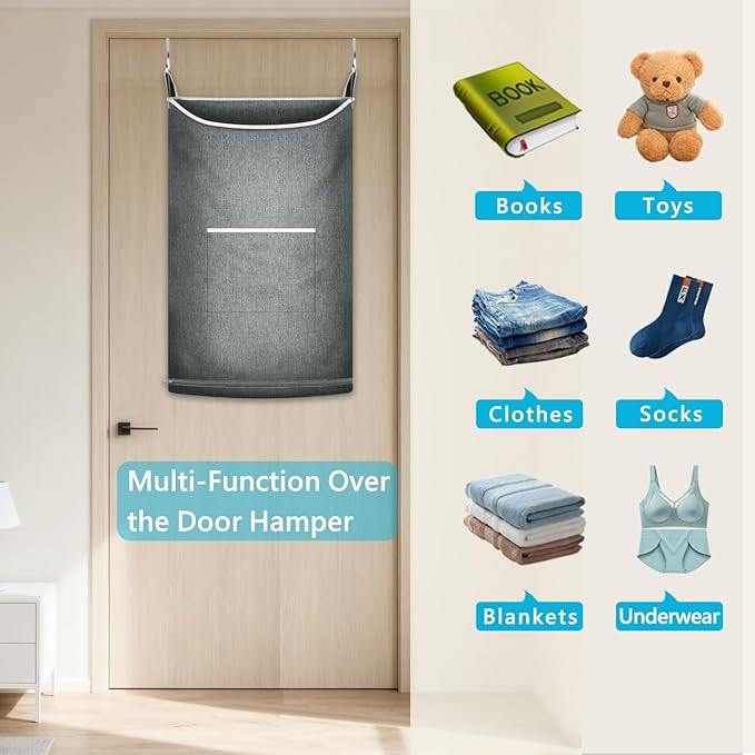 XL Large Hanging Laundry Hamper, Over the Door Laundry Bag