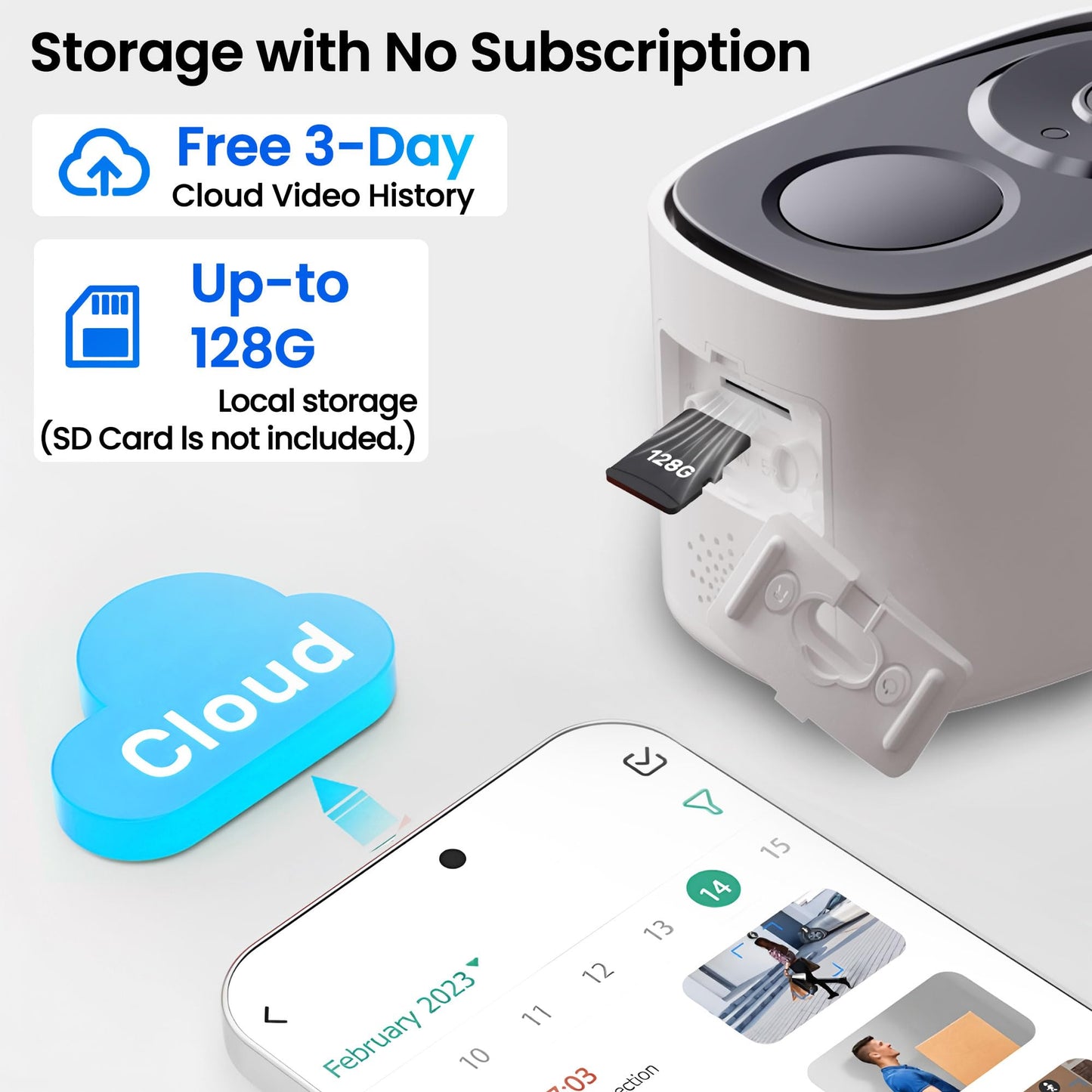 2025 Upgraded 2K Security Cameras Wireless Outdoor, Free Cloud Storage & Local SD Card Support, 1-6 Months Battery Life, Waterproof, 2-Way Talk, AI Motion Detection Spotlight Siren Alarm Camera