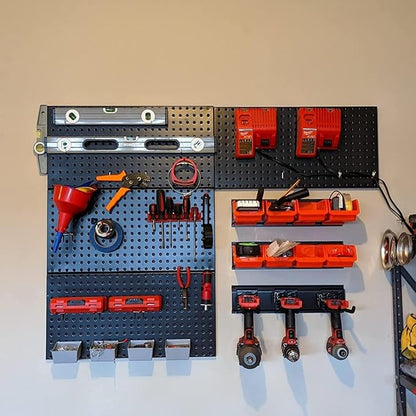 Wallmaster 8-Bin Storage Bins Garage Rack System 2-Tier Orange Tool Organizers