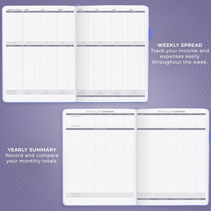 Clever Fox Income & Expense Tracker Large – Accounting & Bookkeeping Ledger Book for Small Business – 2-Year Record Notebook, A4 (Lavender)