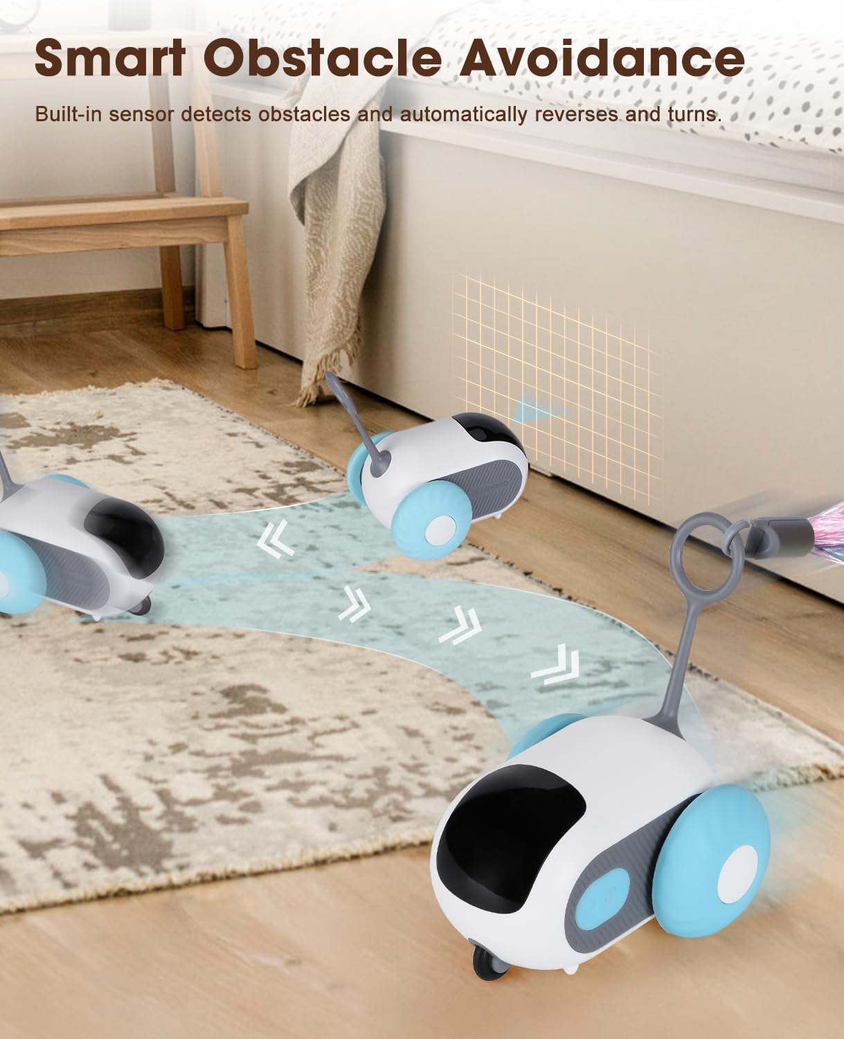 AIPERRO Cat Toys for Indoor Cats, Smart Interactive Cat Toy with Two-Speed Adjustment, Remote Control USB Rechargeable Automatic Cat Exercise Toys for Bored Indoor Adult Cats Kittens (Blue)