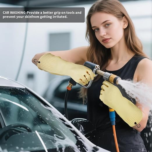 Rubber Gloves for Cleaning – 3 Pairs Reusable Gloves for Dishwashing, Kitchen and Household Tasks, 15-Inch Long (With Hook, XL(Fits Large Hands))