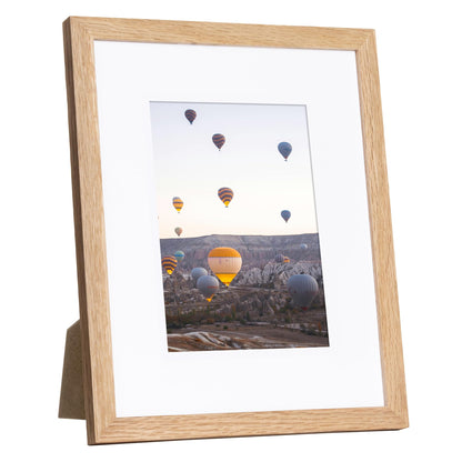 Marsmiles 8x10 Wooden Picture Frame, USA-Sourced Natural Oak Solid Wood Photo Frame with Plexiglass for Display Pictures 5x7 with Mat or 8x10 without Mat, Natural, 1 Pack