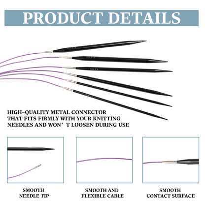 Interchangeable Circular Knitting Needles Set Aluminum 9 Sizes (3.0-6.0mm) Aluminum Circular Needles Kit with Cables, Tapestry Needles & Accessories Portable Craft Tools