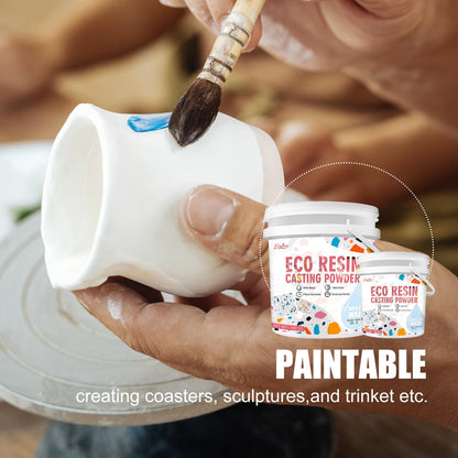 Eco Resin Casting Powder - 1400g Ceramic Resin Powders Kit with 6pcs Pigments, Fast Curing, Easy to Demold, Water Mixed Activated - Toxic-Free, Odorless - Plaster Casting Kit for DIY Home Art Crafts