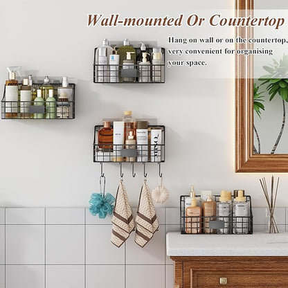 Hanging Wall Wire Basket-4Pack, Large Metal Organizer Baskets & Bathroom Shower