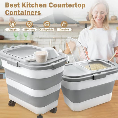 Rice Storage Container, Collapsible Airtight Food Storage Containers 20-30 Lbs