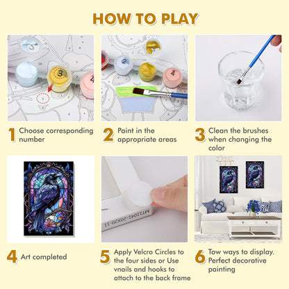 Bowetile Bird Framed Paint by Numbers for Adults, Adults' Paint-by-Number Kits on Canvas, Easy Acrylic Animals Number Painting Crafts Kits Halloween Gifts for Home Decor, 8x12in