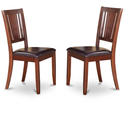 East West Furniture DUC-MAH-LC Dudley Kitchen Dining Chairs - Faux Leather Upholstered Wood Chairs, Set of 2, Mahogany