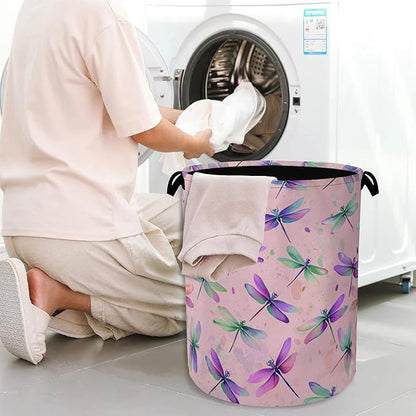 Colorful Dragonfly Laundry Basket, Foldable