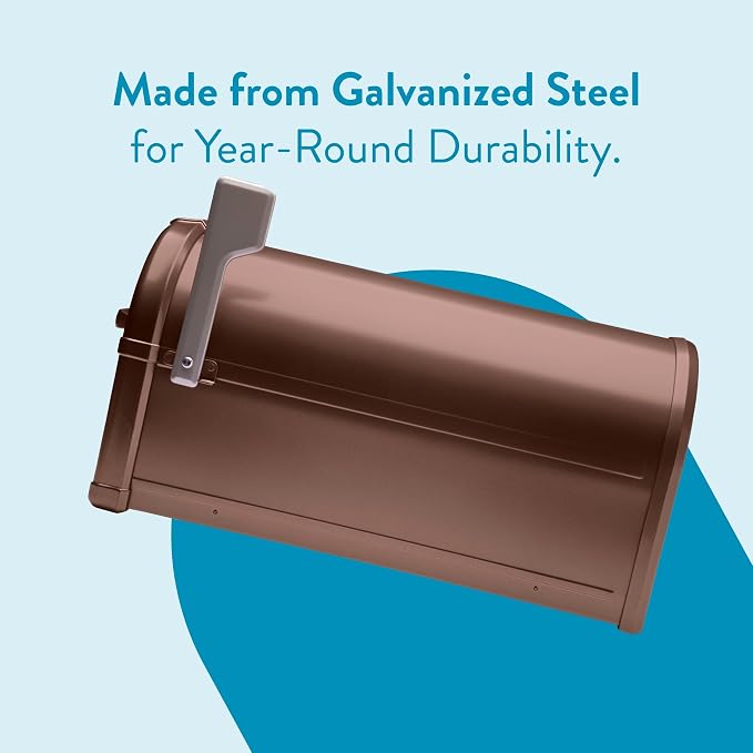 Architectural Mailboxes Hillsborough Post Mount Mailbox, Copper, Large | Galvanized steel build for outside with rust-resistant powder-coat finish and a magnetic door closure. USPS approved.