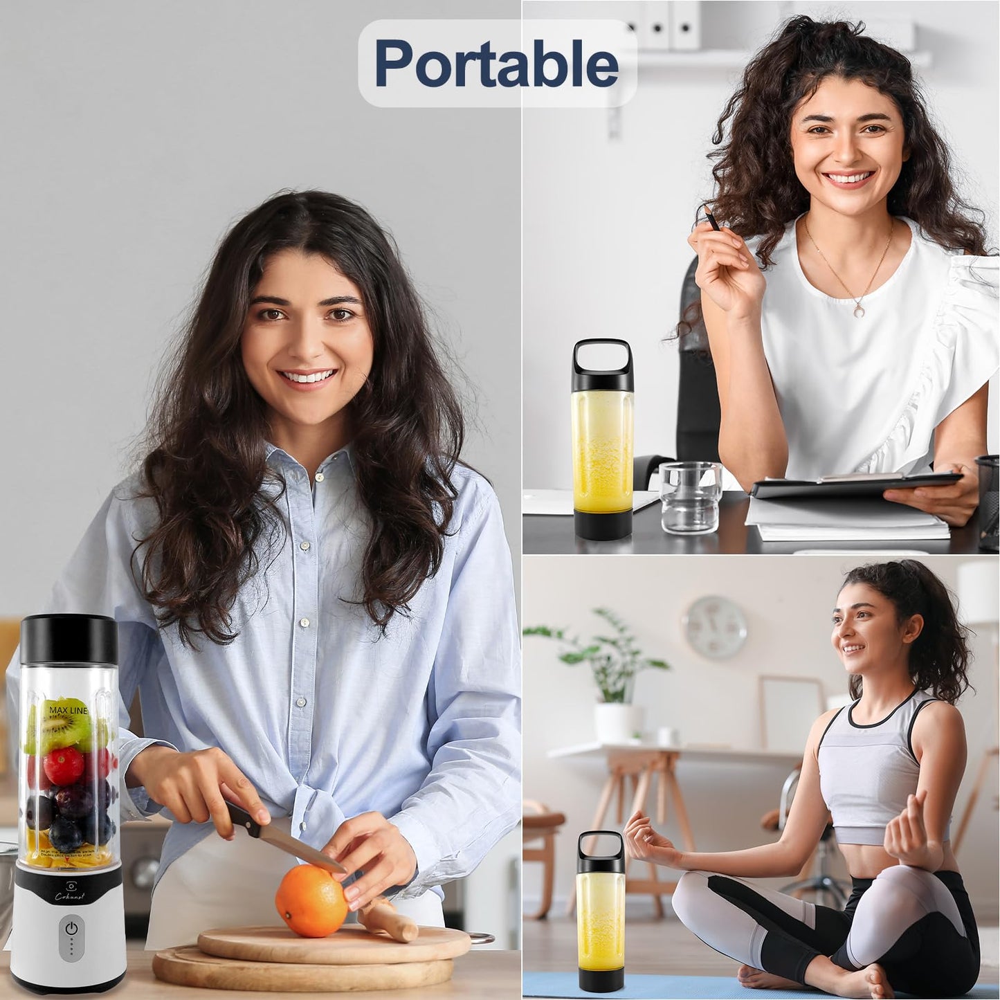 COKUNST 18oz Portable Blender, USB Rechargeable Personal Size Blenders, Smoothie Blender with 6 Blades for Protein & Shakes, Mini juicer with Extra Handle Lid for Travel Sports Outgoing