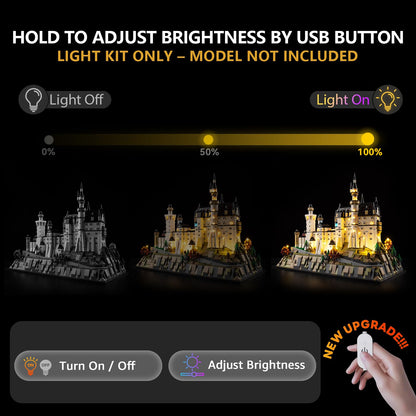 BrickSoul Upgrade Light Kit for Lego Architecture Neuschwanstein Castle 21063 Building Set | with ON/Off & Dimmer Switch & Hidden Cable Tech | Easy Install Lighting Set (21063 Set NOT Included)