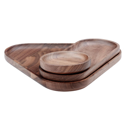 Normcore 3 Pack Wooden Serving Trays, Wood Serving Tray Wooden Decorative Coffee Tea Platter, Genuine American Walnut Serving Platters Set, Set of 3 for Living Room, Coffee Table, Home Decor