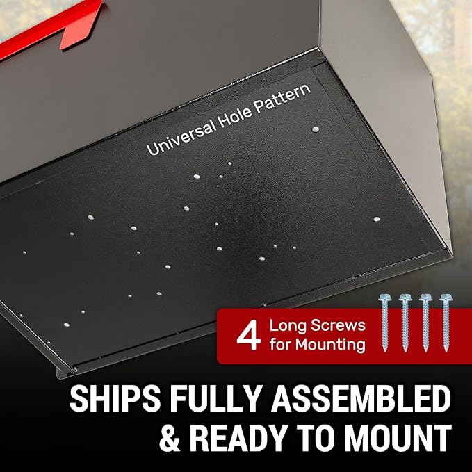 Large Locking Mailbox for Outside, RAINHOL All-Metal Modern Security Mailbox with 2 Keys, 21" x 11.2" x 10.5", Black