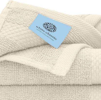 White Classic Luxury Cotton Washcloths 13x13 Inch