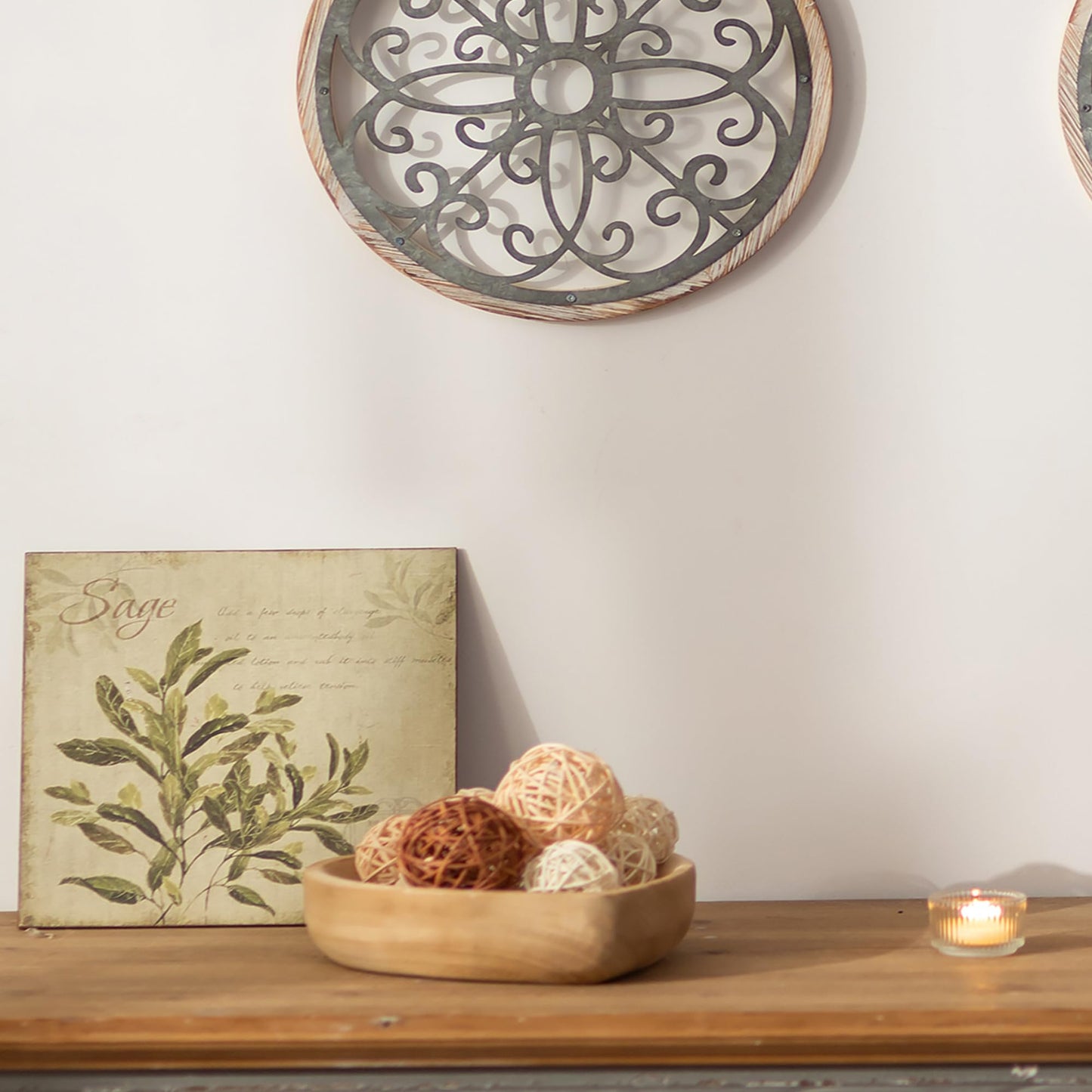 Hanobe Decorative Bowls for Entryway Decor: Small Heart Shaped Wood Key Bowl for Coffee Table Decor - Neutral Prayer Bowls for Home Kitchen Living Room, 7.8"