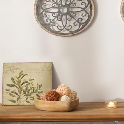 Hanobe Decorative Bowls for Entryway Decor: Small Heart Shaped Wood Key Bowl for Coffee Table Decor - Neutral Prayer Bowls for Home Kitchen Living Room, 7.8"
