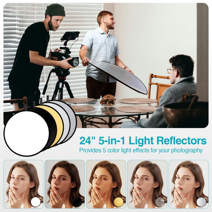EMART 8.5 x 10 ft Backdrop Support System, Professional Photography Lighting Kit with 5500K 50W LED, 6 * 9ft Backdrop *3, Reflector,Umbrellas&Softbox Lighting Kit for Studio, Portrait, Video Shooting