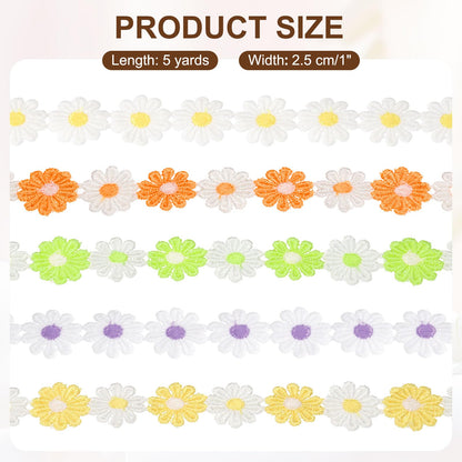 uxcell Flower Lace Trim, 5 Yards 1 Inch Wide Delicate Floral Edge Lace Trim Ribbon DIY Handmade Patchwork Ribbon Sewing Supplies Crafts, White-Purple