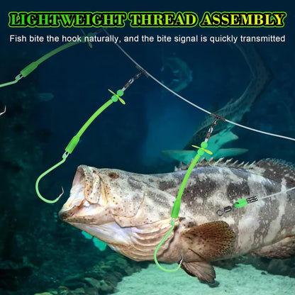 MAFIMOEA Pre-Rigged Deep Drop Saltwater Rigs – Glow Tubes, Hooks, Beads & Spinner Blade – 6/0 8/0 Circle Hooks for Snapper/Grouper/Tilefish (3/6 Hooks)