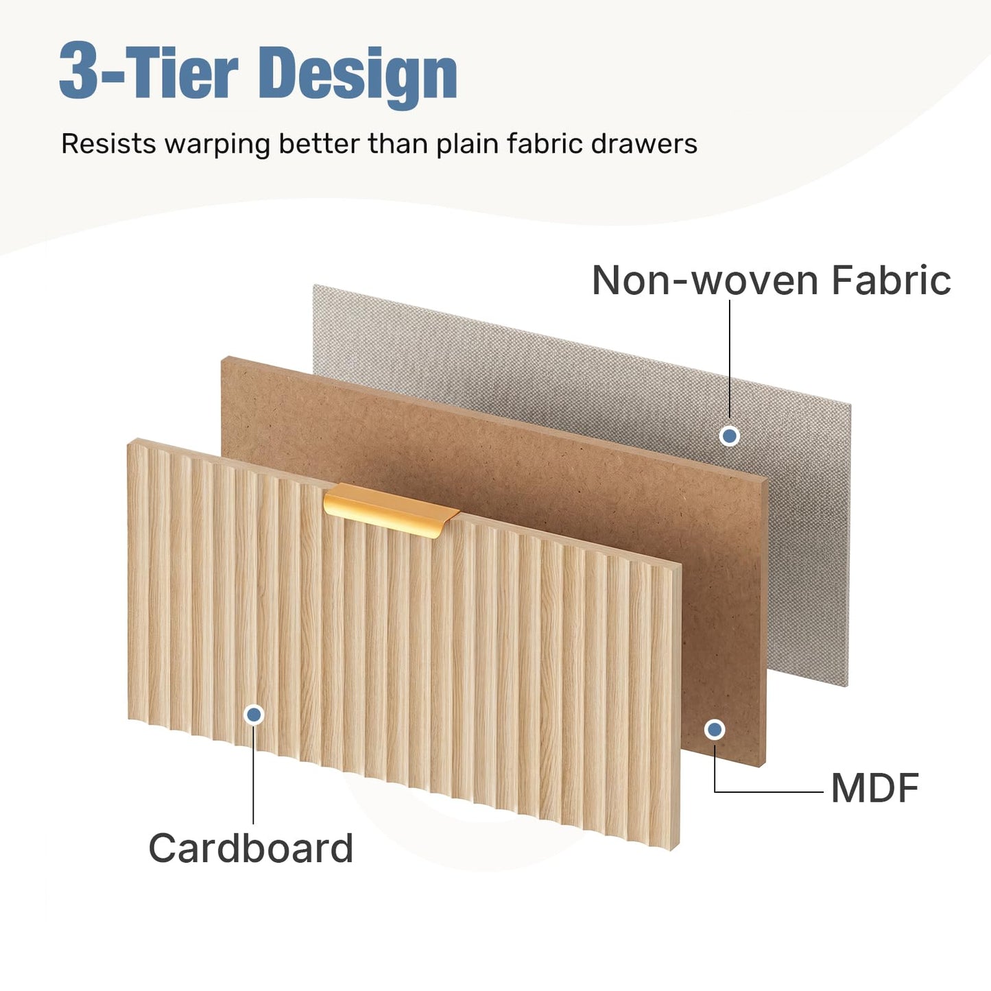 DUMOS Fabric Fluted Dresser,Chest of 9 Fabric Drawers for Bedroom, Large Dressers with Metal Frame & Wooden Top, Storage Organizer Closet for Living Room, Entryway, Oak
