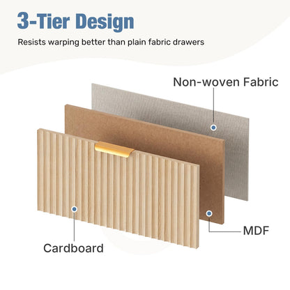 DUMOS Fabric Fluted Dresser,Chest of 9 Fabric Drawers for Bedroom, Large Dressers with Metal Frame & Wooden Top, Storage Organizer Closet for Living Room, Entryway, Oak