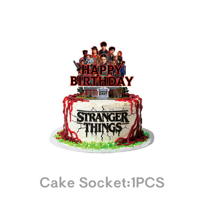 50pcs Stranger season 5 Things Party Supplies for kids, Birthday Decorations Set Include Banner, Balloonss, Hanging Swirls, Cake Cupcake Toppers for Boys Girls Theme Party ( Things 5-B)