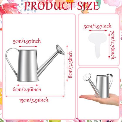 Reallnaive 6 Set Summer Crafts DIY Flower Gardening Kit Metal Succulent Pots Paintable Watering Can Planters Ready to Paint Plant Pot Unpainted Flower Pots Bulk for Classroom