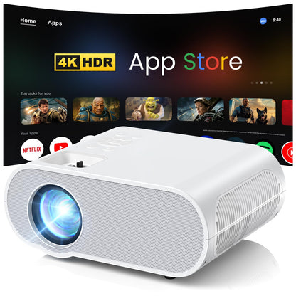 1500 ANSI Smart Projector, HOMPOW 4K Projector with WiFi and Bluetooth, Mini Projector, Built-in Streaming System, Projector with Apps, Outdoor Projector, Home Projector for iOS/Android