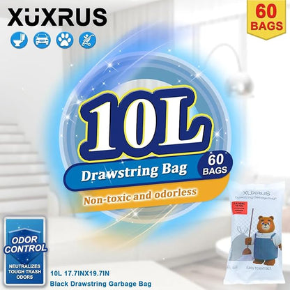 XUXRUS 2.6 Gallon Small Black Bathroom Trash Bags, Tear-Resistant & Leak-Proof