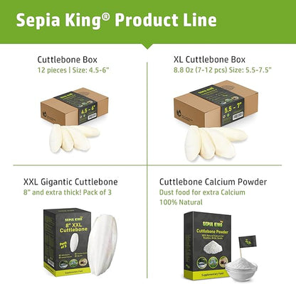 Sepia King - Crushed - 100% Natural Calcium Supplement - Premium Cuttlebone Perfect for Birds, Tortoises, Snails, Reptiles - 3.5 oz