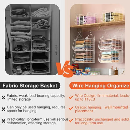 X-cosrack 6 Tier Closet Hanging Organizer, Clothes Hanging Shelves
