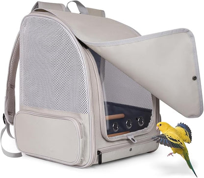 halinfer Front Zipper Opening Bird Carrier Backpack and Clamp Cups