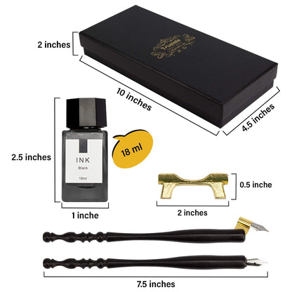 Trustela Calligraphy Set for Beginners, Dip Pen Set with 19 Nibs, Oblique Pen Holder, Wooden Pen Set