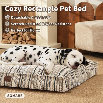 SOMAHE 4 Inch Orthopedic Dog Bed for Crate, 35 x 27 Inch, Coffee Chenille | Washable Removable Cover, Waterproof Inner Liner, Non-Slip Bottom, Orthopedic Dog Crate Mattress for Medium & Large Dogs