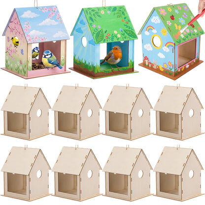 DoubleFill 10 Pack Wooden Bird Feeder Kits for Kids Make Your Own Bird Feeder Crafts Painting Kits DIY Birdhouse Building Crafts Children GITS for Outdoor Spring Summer Decor