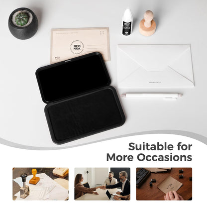 NEO MARK Large Stamp Pad Kit (1oz Ink Included) - 3.50"x 6.25", Magnetic Lid, Premium Quality Felt Stamp Pad (Black)