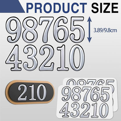 opasyo 20 Pieces Mailbox Numbers for Outside 3.8 inch 0-9 Self-Adhesive Mail Box Numbers,3D Gold House Numbers for Mailbox, Apartment, House, Trash Bins,Office Hotel Room (Silver, 3.8inch)