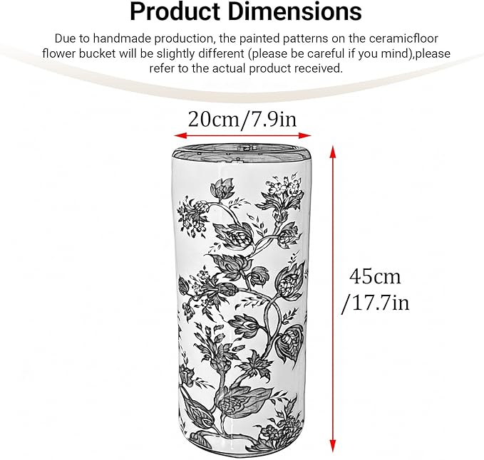 Ceramic Umbrella Stand Umbrella Holder for Entryway Hand-Made Umbrella Stand Barrels Umbrella Holder Cane Floor Standing Vase Ceramic Storage Bucket for Home Office Entrance Indoor.(F)