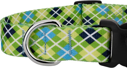 Country Brook Petz - Margarita Argyle Everyday Collar and Leash - Plaid and Argyle Collection Featuring Charming Designs (1 Inch, Medium)