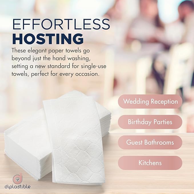 100 Count White Luxury Linen-Feel Paper Towels, Soft And Absorbent Cloth-Like