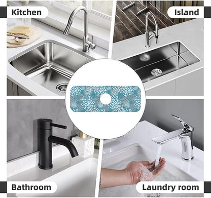 Dahlia Floral Flower Colorful Abstract Kitchen Sink Splash Guard Faucet Mat